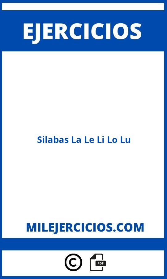 Ejercicios Con Silabas La Le Li Lo Lu