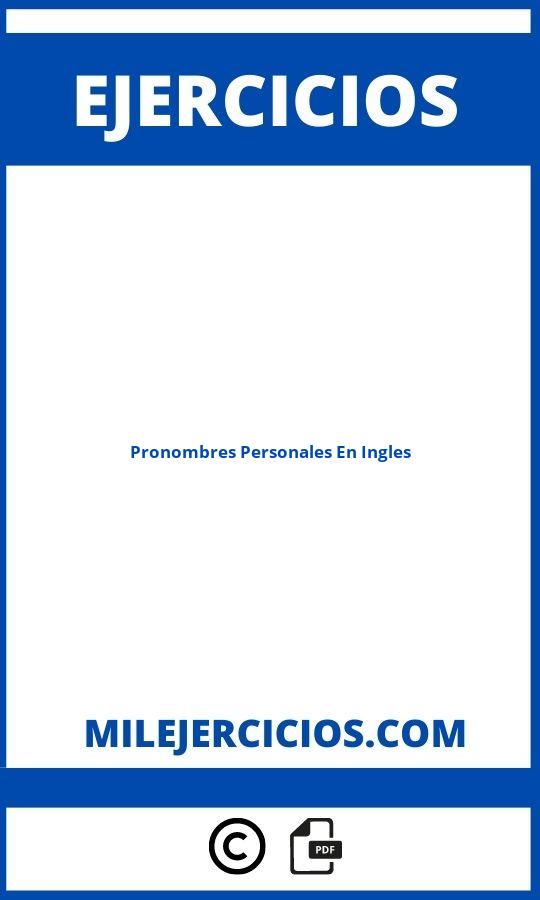 Ejercicios De Pronombres Personales En Ingles Para Imprimir